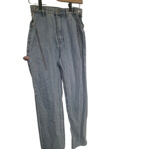 Playboy x PacSun Women Light Wash Chain Cut Out Straight Leg Jeans Size 26